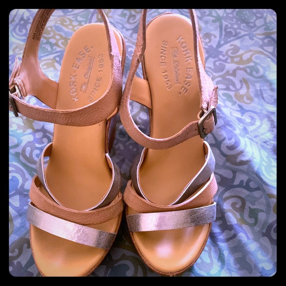 Kork Ease tan platform wedge 8